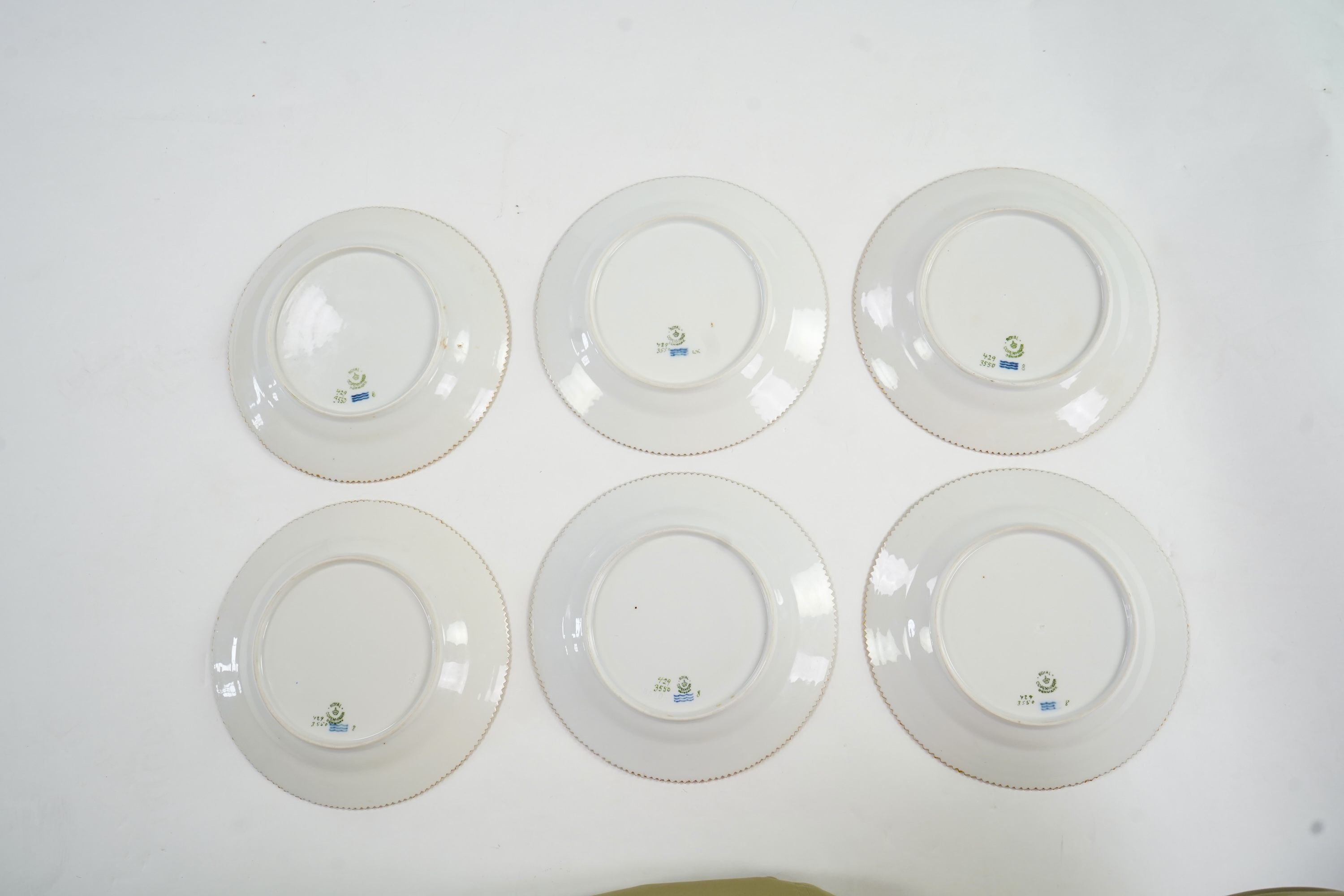 A set of six Royal Copenhagen 'Flora Danica' shape plates